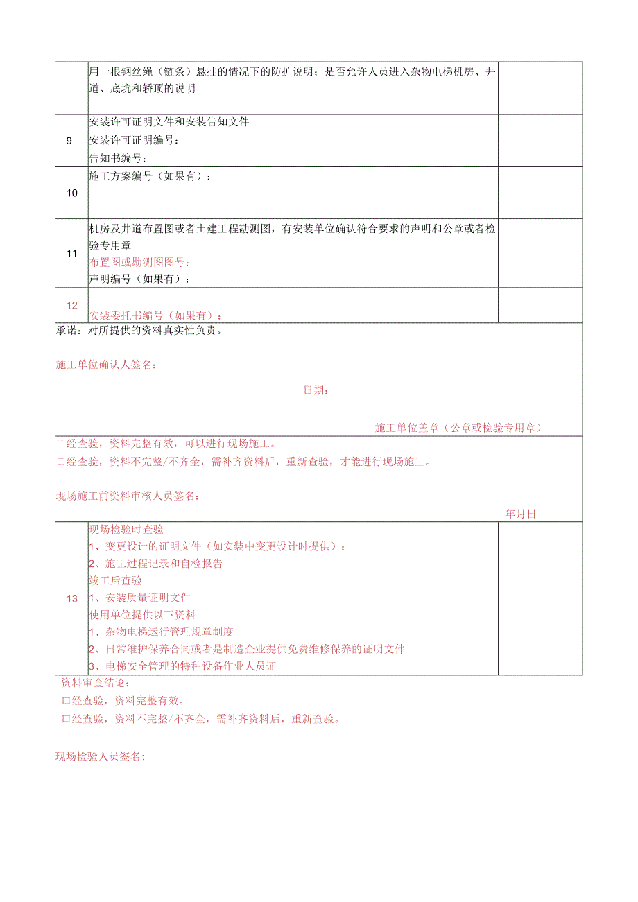 杂物电梯监督检验资料审查确认单.docx_第2页