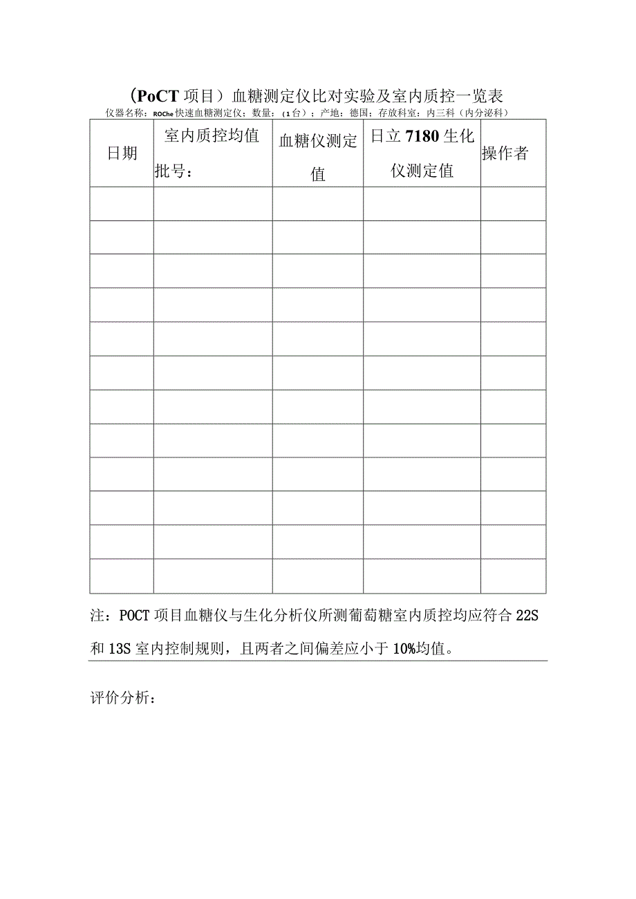 血糖仪比对实验及室内质控表.docx_第1页