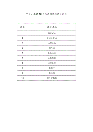 简单易玩小游戏项目：年会、团建10个互动创意经典小游戏.docx