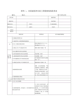 附表2：房屋建筑和市政工程勘察现场检査表.docx