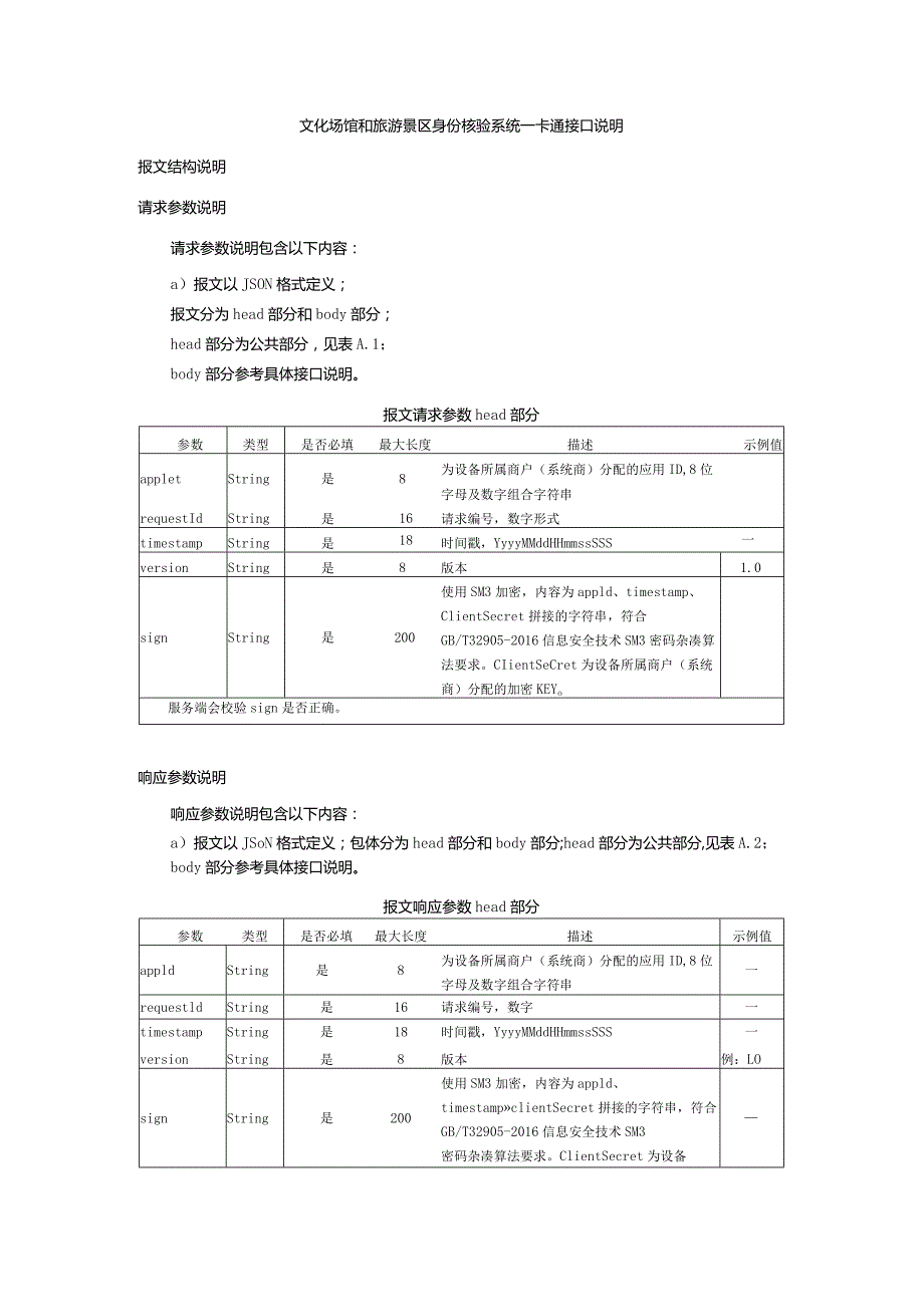 文化场馆和旅游景区身份核验系统一卡通接口说明.docx_第1页