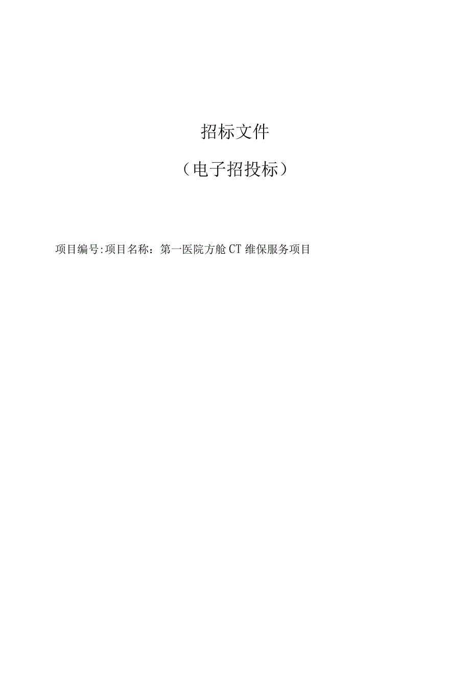 第一医院方舱CT维保服务项目招标文件.docx_第1页