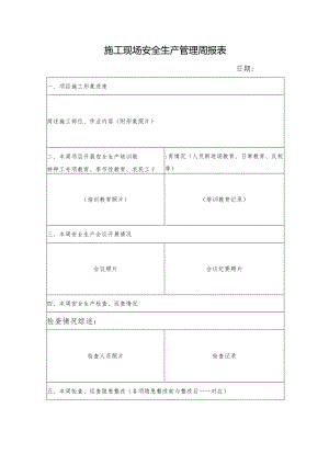 施工现场安全生产管理周报表.docx