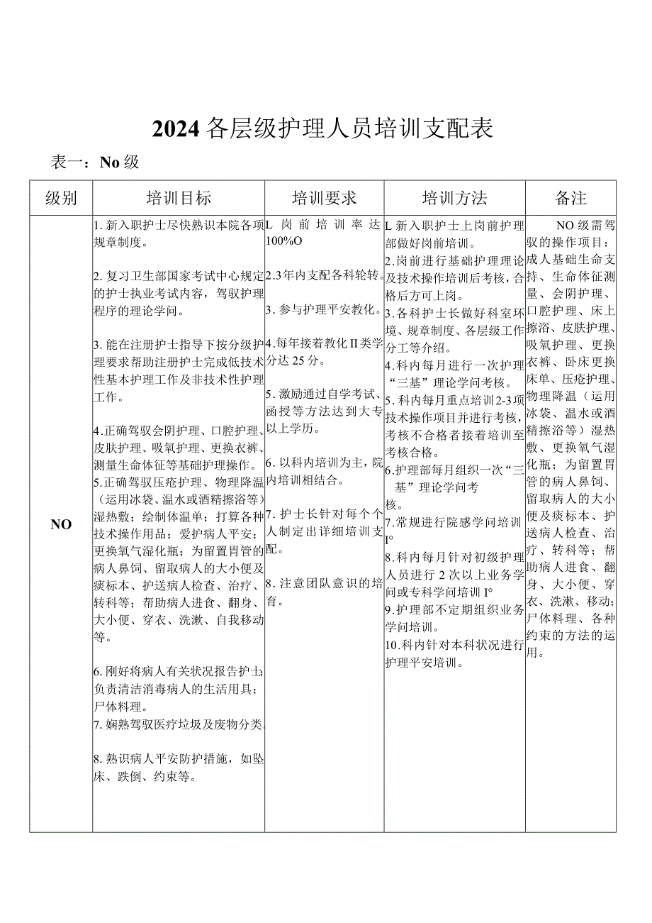 2024各层级护士培训计划表.docx_第1页