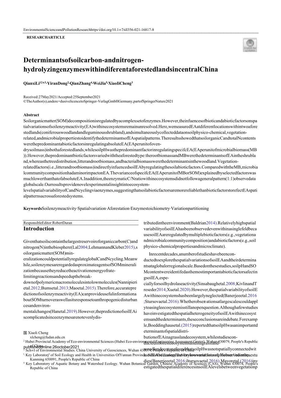 Determinantsofsoilcarbonandnitrogenhydrolyzingenzymes.docx_第1页