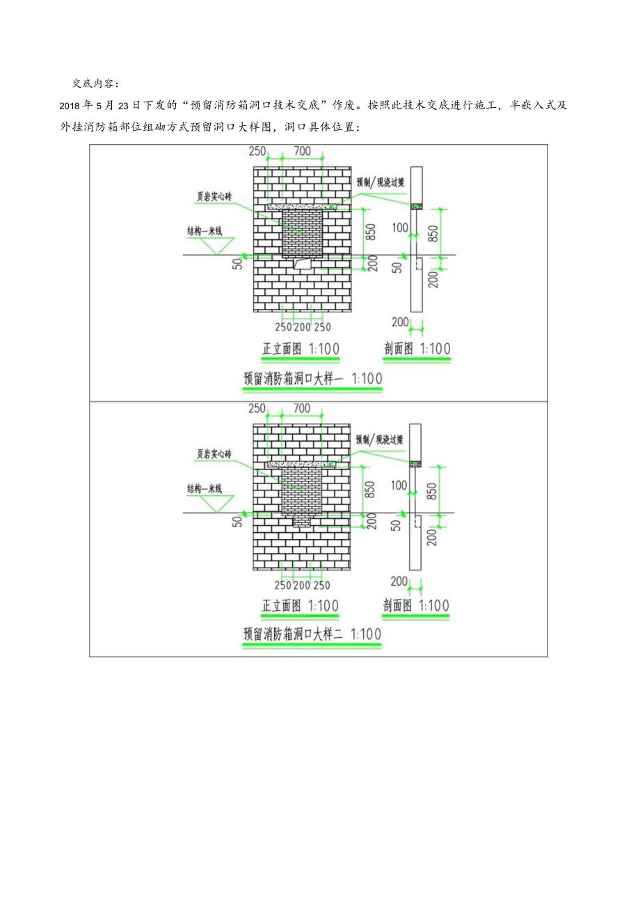 消防箱预留洞口施工技术交底.docx_第1页