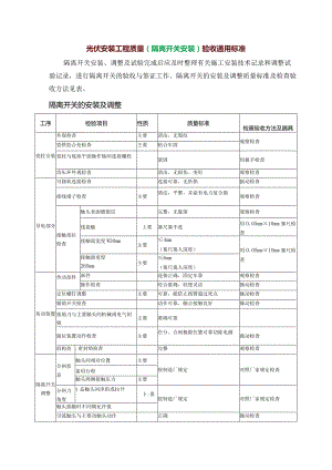 光伏安装工程质量（隔离开关安装）验收通用标准.docx