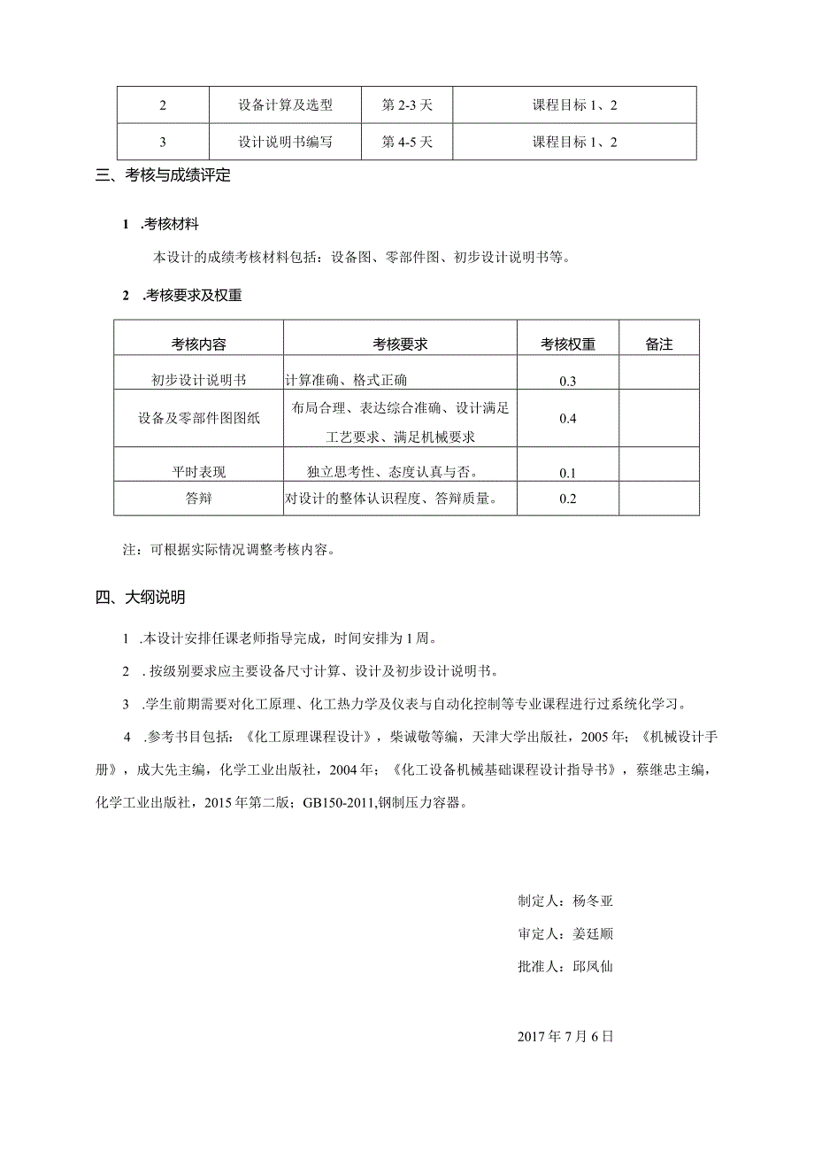 13460020化工设备课程设计大学高校课程教学大纲.docx_第3页