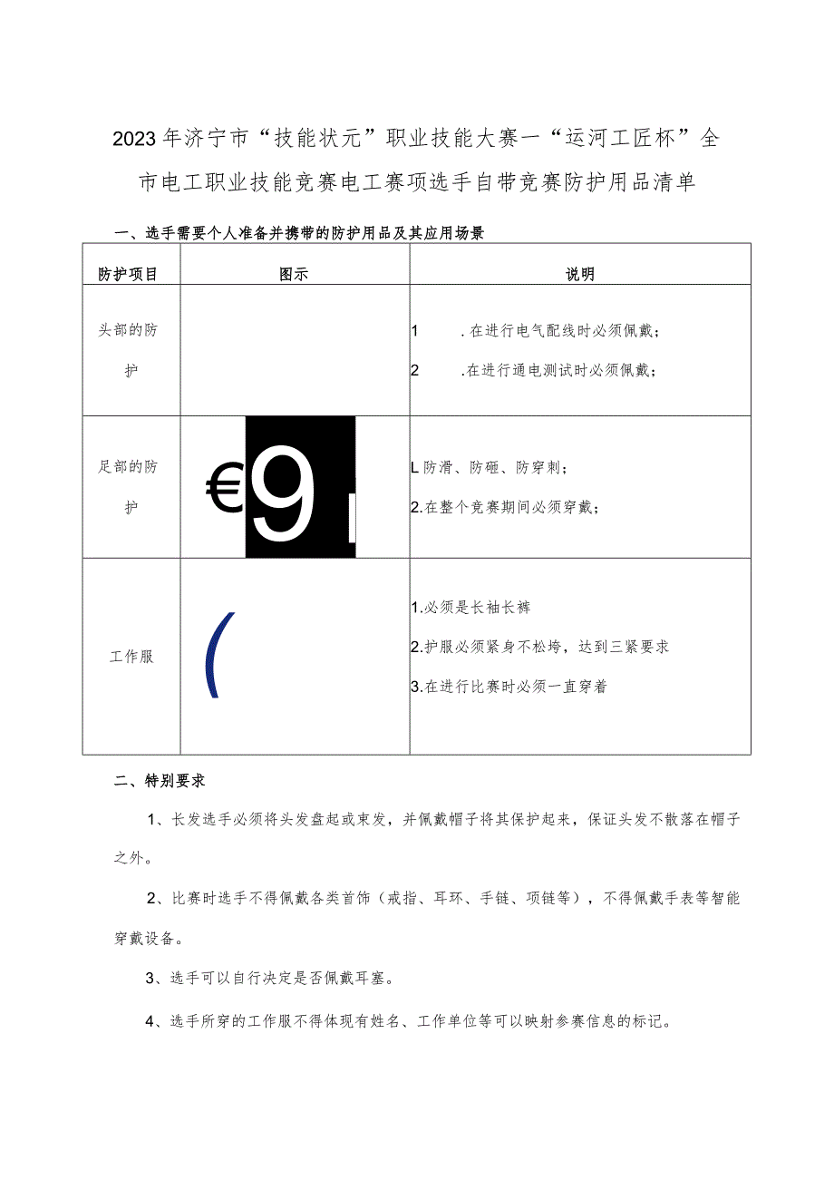 电工竞赛防护用品要求.docx_第1页