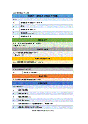 技能培训资料：连铸常用的计算公式.docx