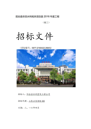 XX县农田水利项目年度工程招标文件.docx