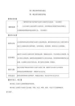 10-1法律为我们护航七年级道德与法治下册新课标大单元教学设计.docx