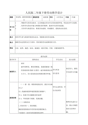 劳动周最美校园我出力（教案）二年级劳动下册同步（人民版）.docx