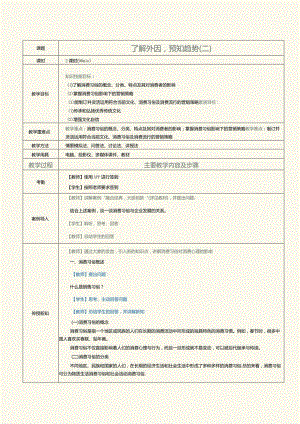 《消费心理学》教案第21课了解外因预知趋势（二）.docx