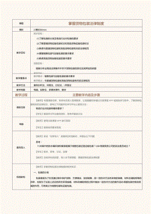 《物流法律与法规》教案第十三课掌握货物包装法律制度.docx