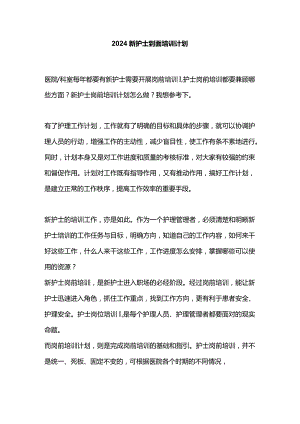 2024新护士到岗培训计划.docx