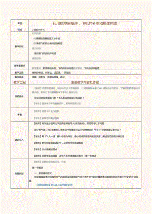 《民航概论》教案第2课民用航空器概述；飞机的分类和机体构造.docx