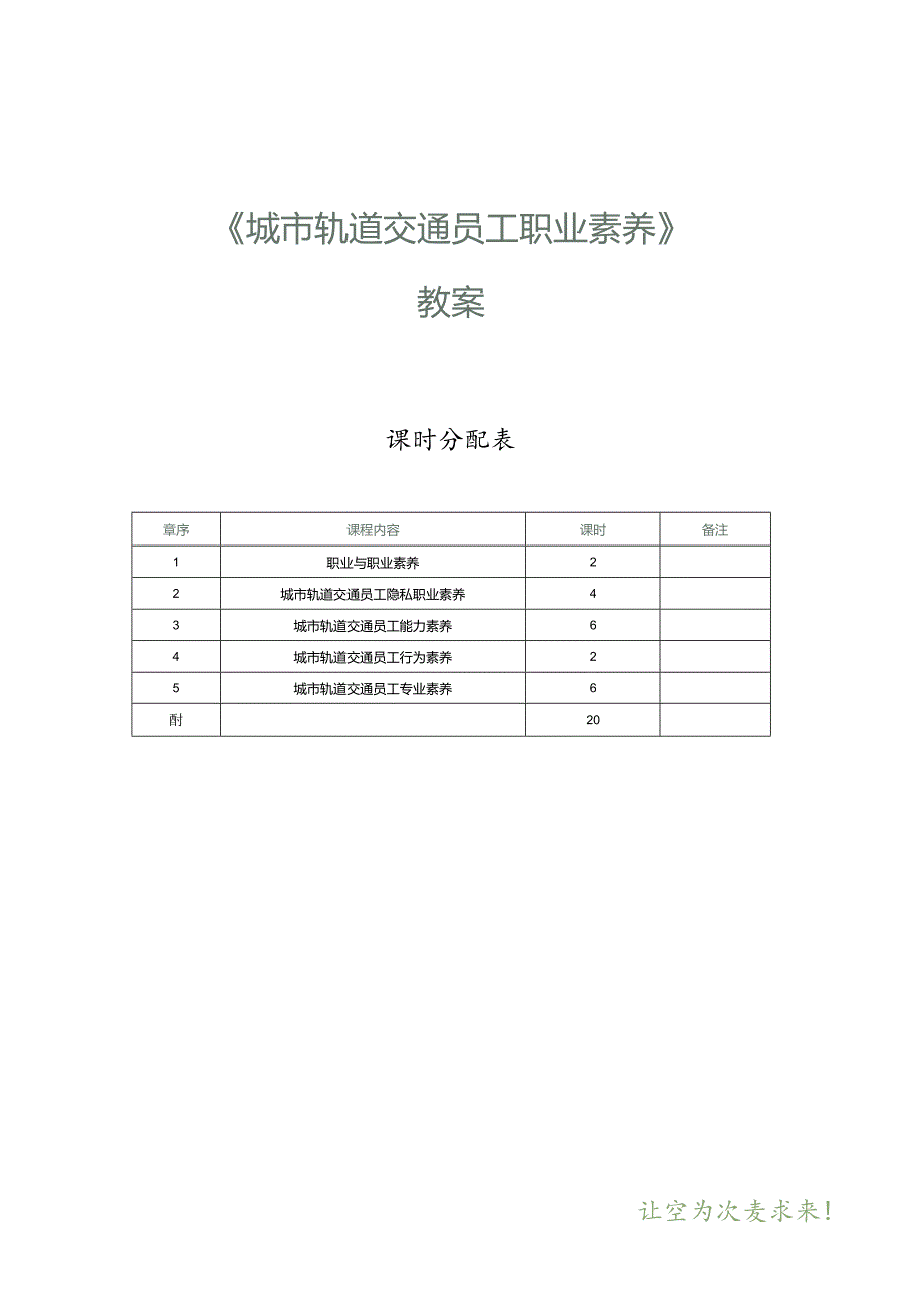 《城市轨道交通员工职业素养》教案第1课职业与职业素养.docx_第1页