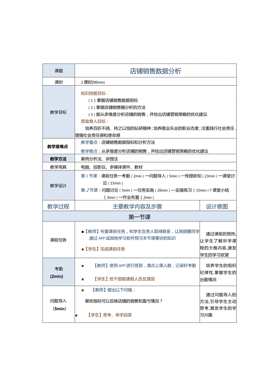 《商务数据分析与应用》教案第12课店铺销售数据分析.docx_第1页