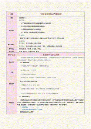 《物流法律与法规》教案第十四课了解装卸搬运法律制度.docx