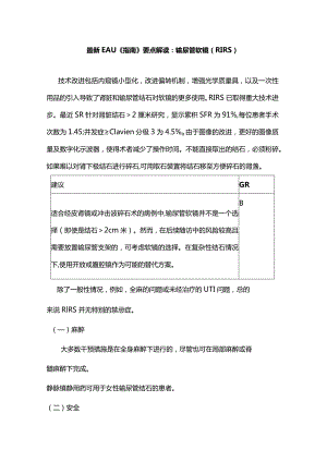 最新EAU《指南》要点解读输尿管软镜（RIRS）.docx