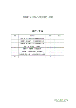 《高职大学生心理健康》教案第1课初识心理健康.docx