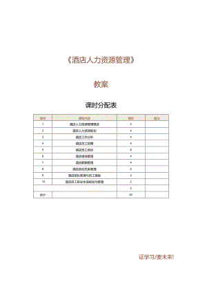 《酒店人力资源管理》教案第1课酒店人力资源管理概述.docx