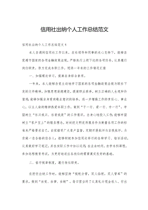 信用社出纳个人工作总结范文.docx