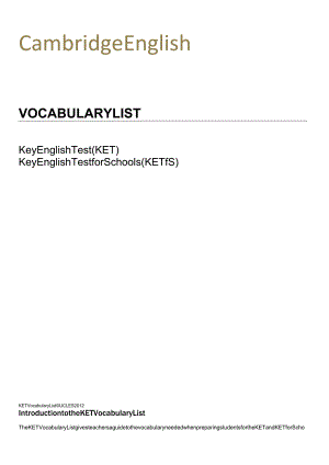 剑桥KET词汇表.docx