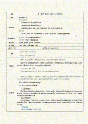 《0～3岁婴幼儿保育与教育》教案第4课0～3岁婴幼儿的心理发展.docx