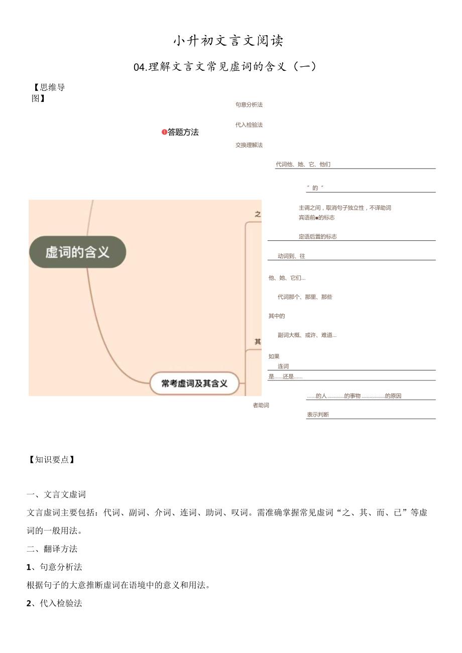 小升初文言文阅读-04理解文言文常见虚词的含义（一）.docx_第1页