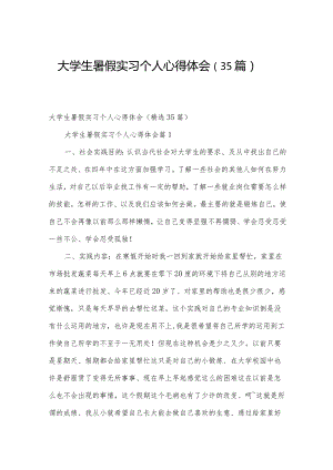 大学生暑假实习个人心得体会（35篇）.docx