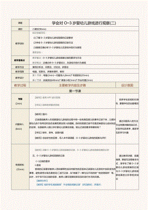 《0～3岁婴幼儿游戏设计与指导》教案第6课学会对0～3岁婴幼儿游戏进行观察（二）.docx