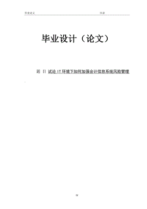 试论IT环境下如何加强会计信息系统风险管理 论文.doc