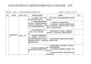 某某县政务服务和大数据管理局廉政风险点及防控措施一览表.docx