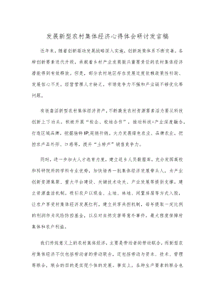 发展新型农村集体经济心得体会研讨发言稿.docx