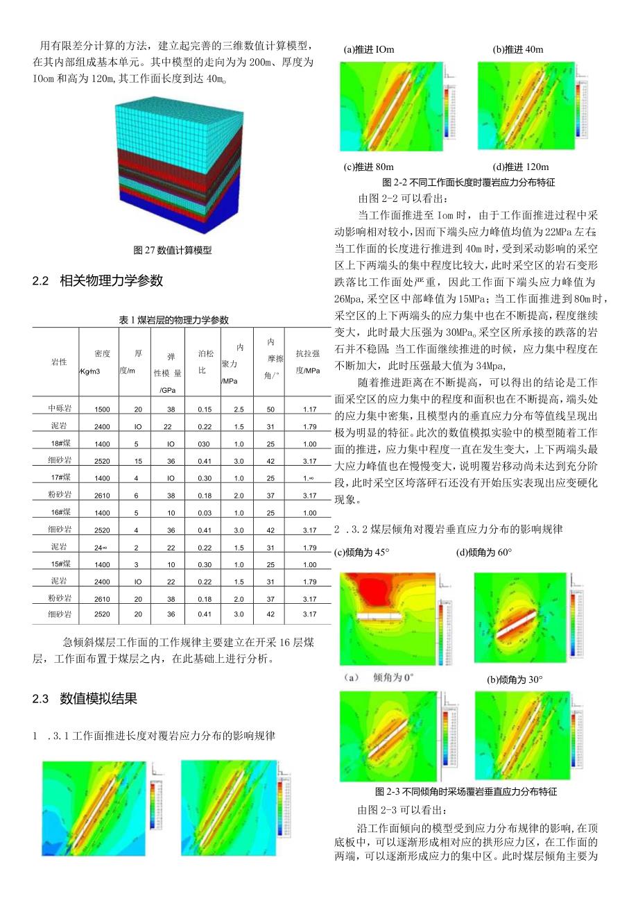 急倾斜煤层工作面矿压显现规律数值模拟研究分析地质勘探专业.docx_第3页