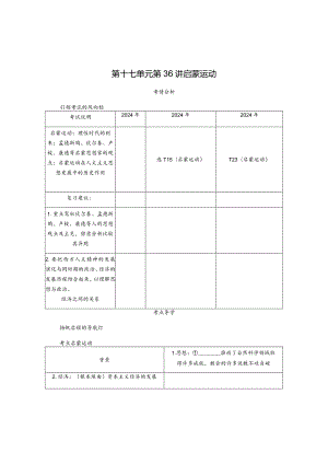 2024届一轮复习人教版（江苏专用）：第36讲启蒙运动（学案）.docx