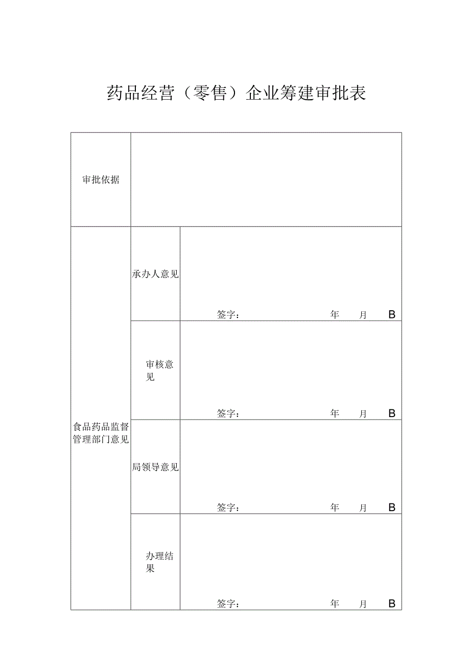 药品经营(零售)企业筹建审批表.docx_第1页