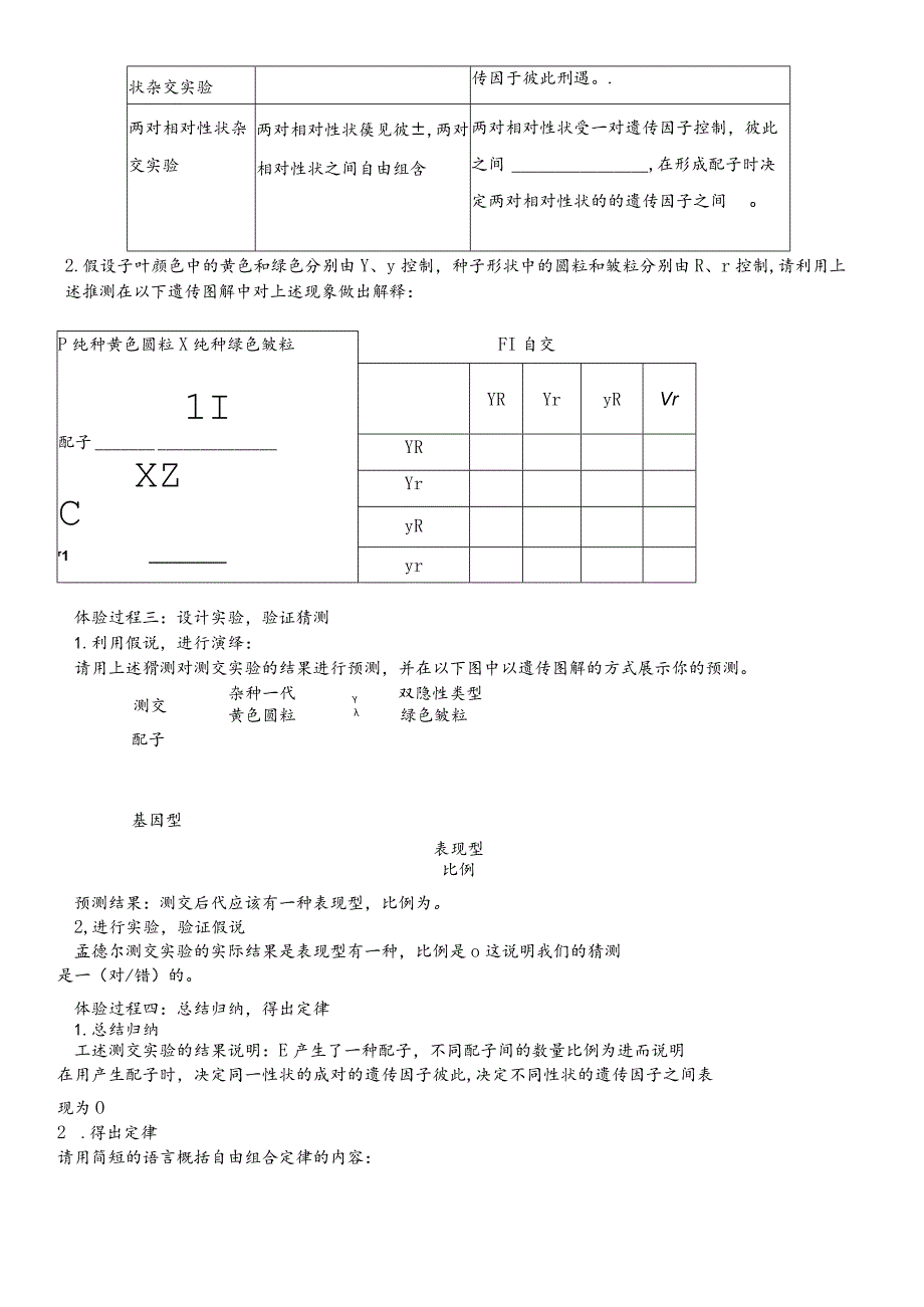 孟德尔豌豆杂交实验体验活动记录卡无答案.docx_第2页