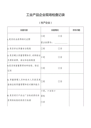 工业产品企业现场检查记录(生产企业).docx