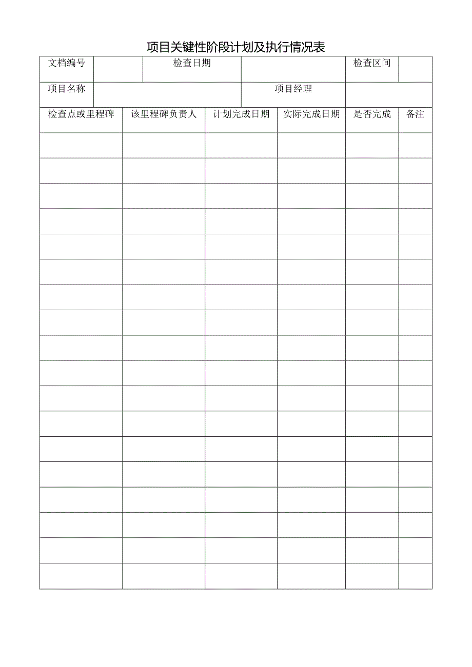 项目关键性阶段计划及执行情况表.docx_第1页