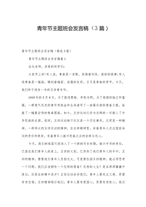 青年节主题班会发言稿（3篇）.docx