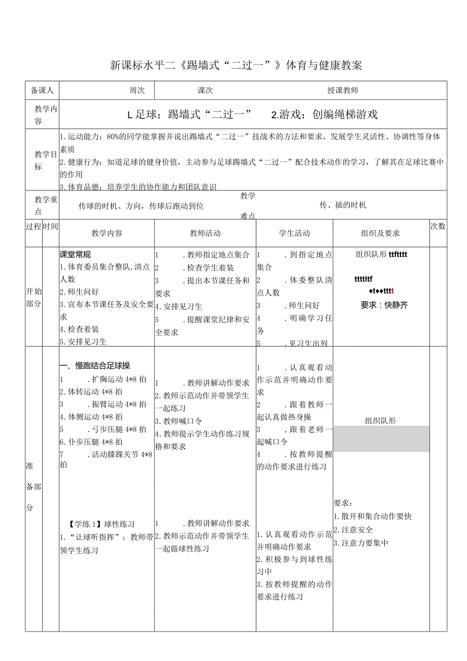 35水平二足球《二过一》许辉教学设计.docx_第1页