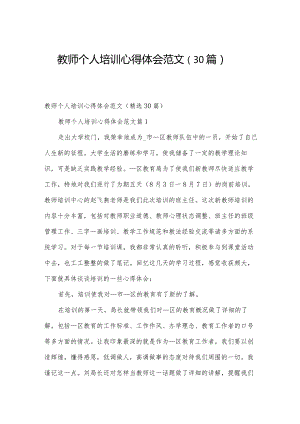 教师个人培训心得体会范文（30篇）.docx