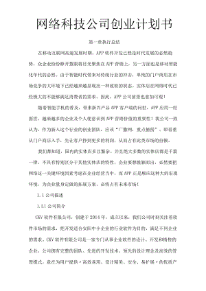 网络科技公司创业计划书.docx