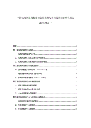 中国低泡润湿剂行业销售量预测与未来前景动态研究报告2024-2029年.docx