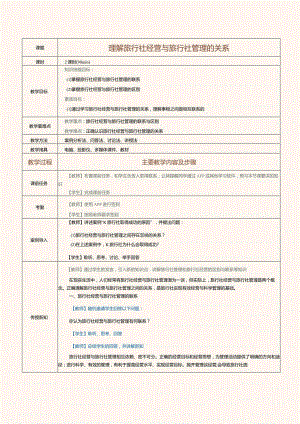 《旅行社经营与管理》教案第6课理解旅行社经营与旅行社管理的关系.docx