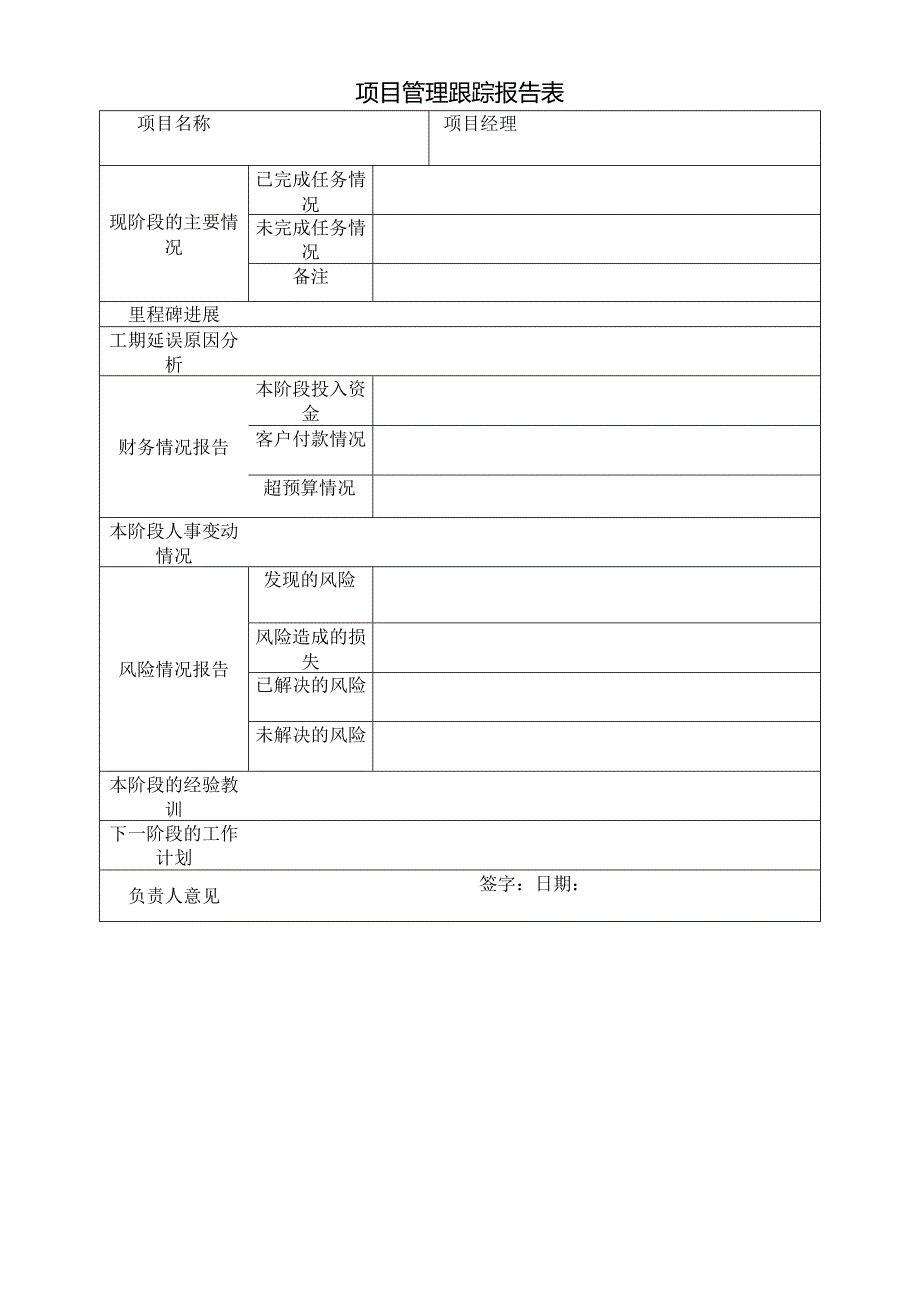 项目管理跟踪报告表.docx_第1页