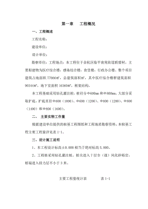 浙江某框架结构医疗综合楼桩基础工程钻孔灌注桩施工方案.doc